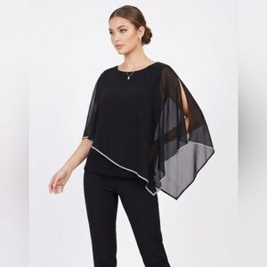 ✨️Frank Lyman Black Rhinestone Layered Chiffon Top Blouse | Size 14 🖤